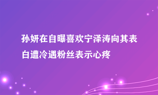 孙妍在自曝喜欢宁泽涛向其表白遭冷遇粉丝表示心疼