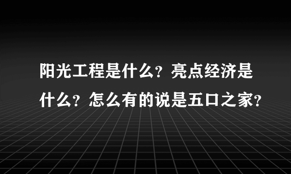 阳光工程是什么？亮点经济是什么？怎么有的说是五口之家？