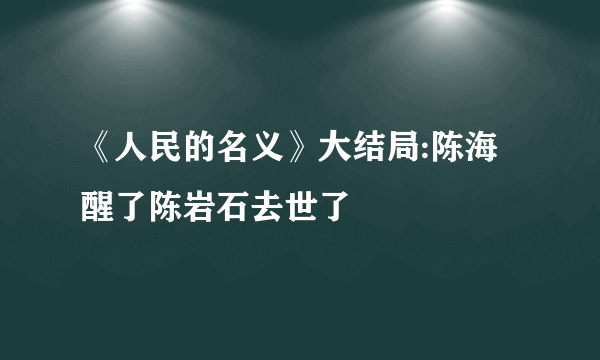 《人民的名义》大结局:陈海醒了陈岩石去世了