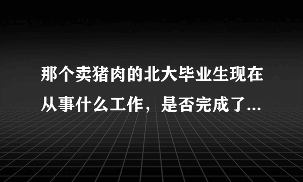 那个卖猪肉的北大毕业生现在从事什么工作，是否完成了他的理想？