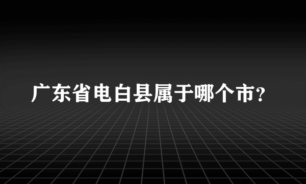 广东省电白县属于哪个市？