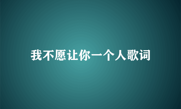 我不愿让你一个人歌词