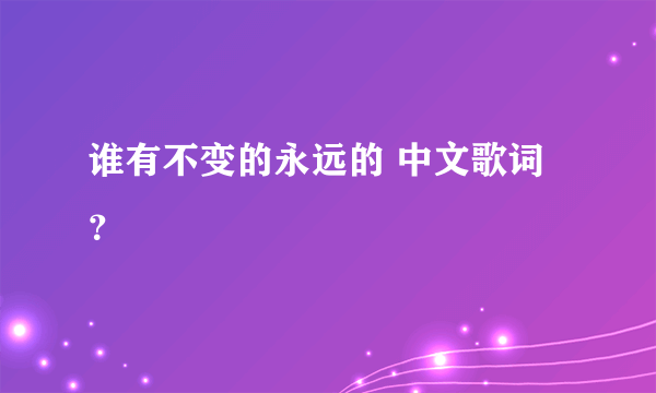 谁有不变的永远的 中文歌词？