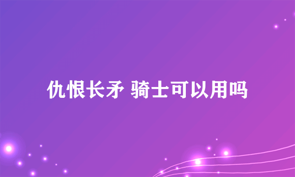 仇恨长矛 骑士可以用吗