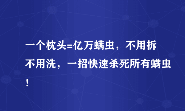 一个枕头=亿万螨虫，不用拆不用洗，一招快速杀死所有螨虫！