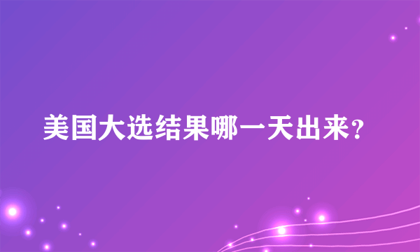 美国大选结果哪一天出来？