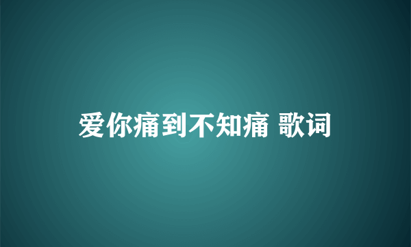 爱你痛到不知痛 歌词