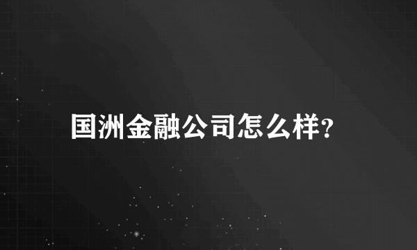 国洲金融公司怎么样？