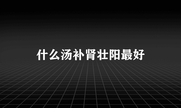 什么汤补肾壮阳最好