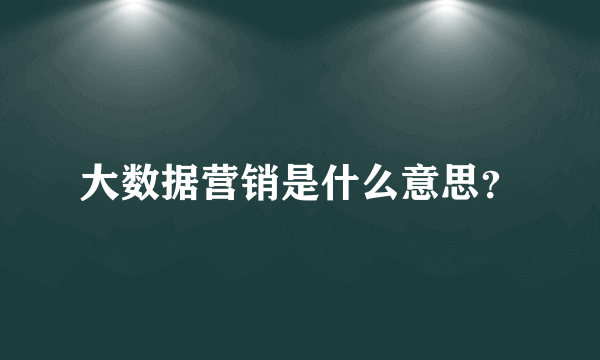 大数据营销是什么意思？