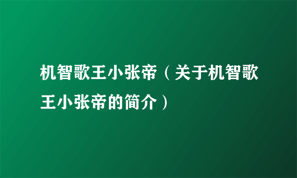 机智歌王小张帝（关于机智歌王小张帝的简介）