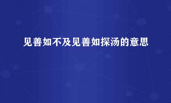 见善如不及见善如探汤的意思