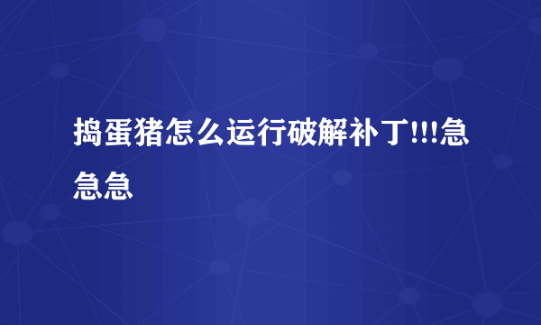 捣蛋猪怎么运行破解补丁!!!急急急