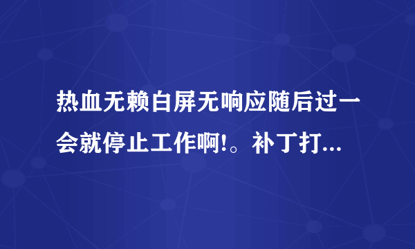 热血无赖白屏无响应随后过一会就停止工作啊!。补丁打了是WIN7!