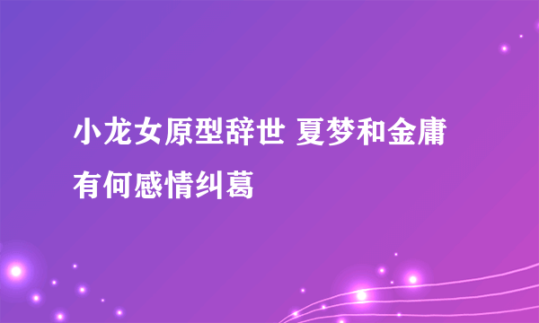 小龙女原型辞世 夏梦和金庸有何感情纠葛