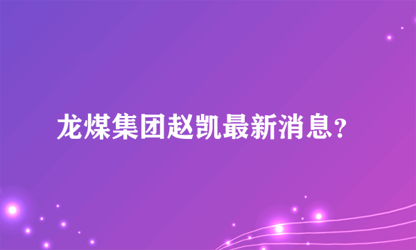 龙煤集团赵凯最新消息？