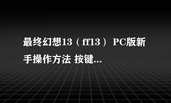 最终幻想13（ff13） PC版新手操作方法 按键操作指南