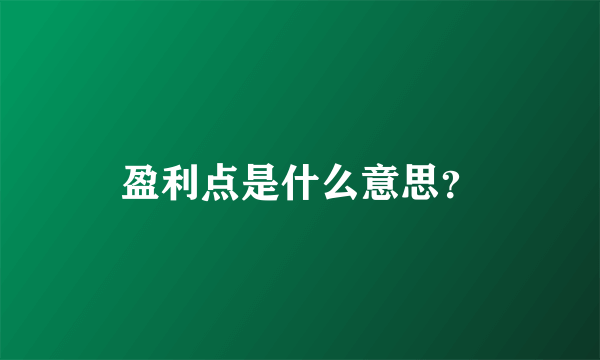 盈利点是什么意思？