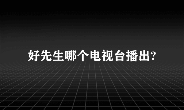 好先生哪个电视台播出?