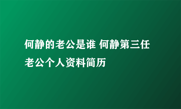 何静的老公是谁 何静第三任老公个人资料简历