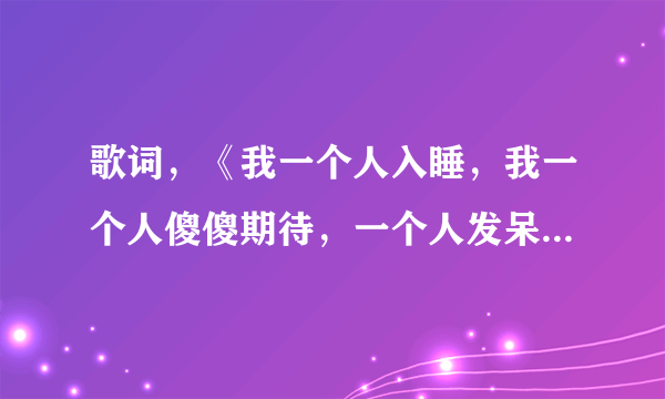 歌词，《我一个人入睡，我一个人傻傻期待，一个人发呆，承认，自己把自己打败，振作不起来》是什么歌啊