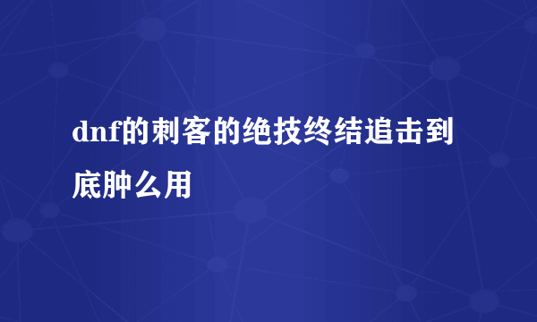 dnf的刺客的绝技终结追击到底肿么用