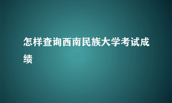 怎样查询西南民族大学考试成绩