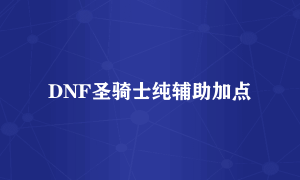 DNF圣骑士纯辅助加点