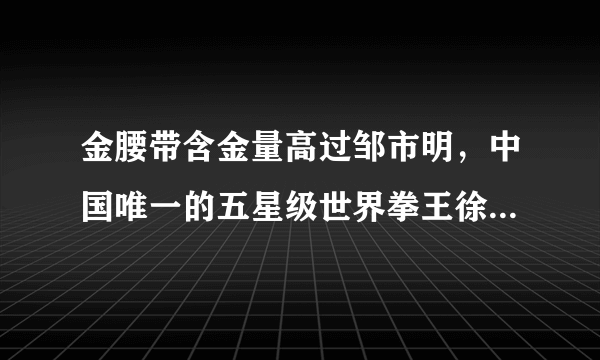 金腰带含金量高过邹市明，中国唯一的五星级世界拳王徐灿，为什么就是不红呢？