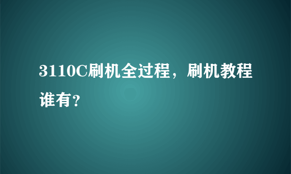 3110C刷机全过程，刷机教程谁有？