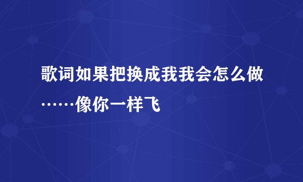 歌词如果把换成我我会怎么做……像你一样飞