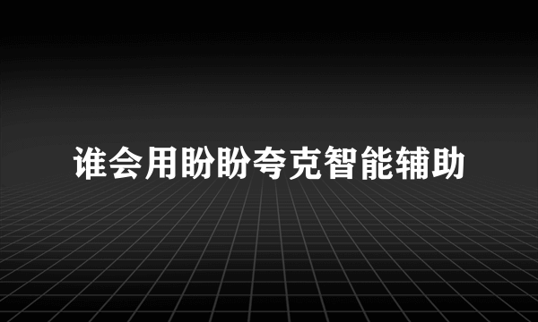 谁会用盼盼夸克智能辅助