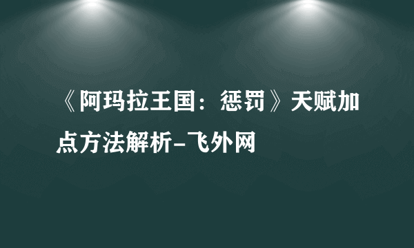 《阿玛拉王国：惩罚》天赋加点方法解析-飞外网