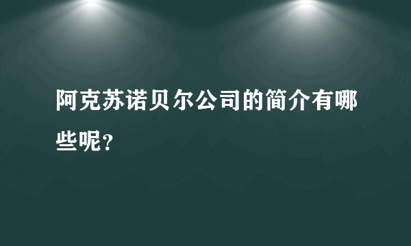 阿克苏诺贝尔公司的简介有哪些呢？