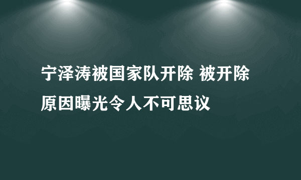 宁泽涛被国家队开除 被开除原因曝光令人不可思议