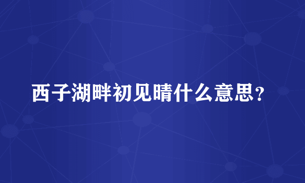 西子湖畔初见晴什么意思？