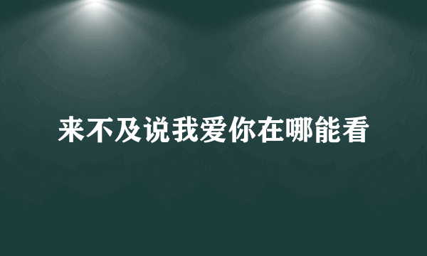 来不及说我爱你在哪能看