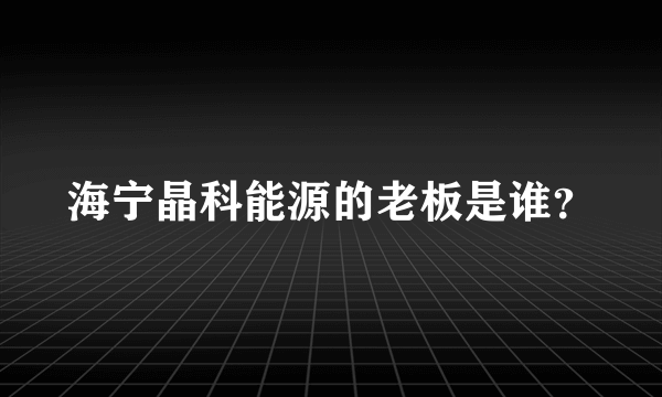 海宁晶科能源的老板是谁？