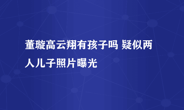 董璇高云翔有孩子吗 疑似两人儿子照片曝光