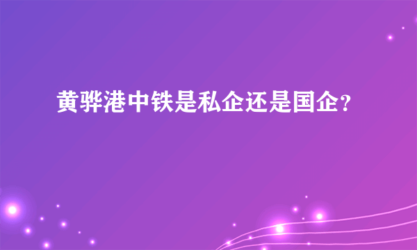 黄骅港中铁是私企还是国企？