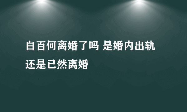 白百何离婚了吗 是婚内出轨还是已然离婚