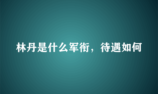 林丹是什么军衔，待遇如何