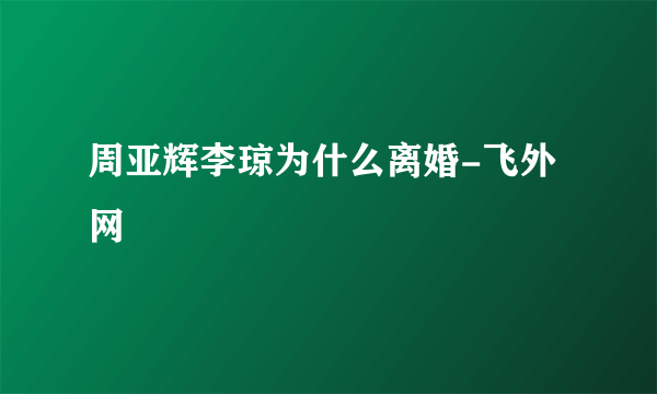 周亚辉李琼为什么离婚-飞外网