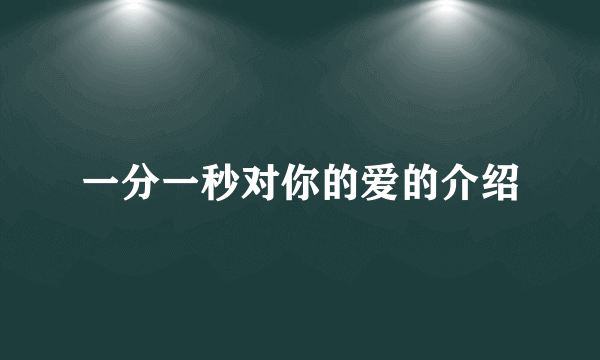 一分一秒对你的爱的介绍