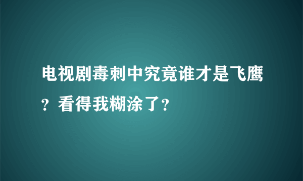 电视剧毒刺中究竟谁才是飞鹰？看得我糊涂了？