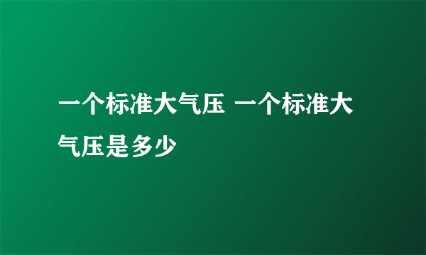 一个标准大气压 一个标准大气压是多少