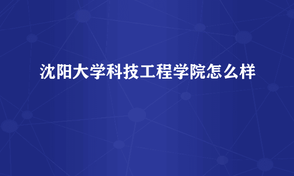 沈阳大学科技工程学院怎么样