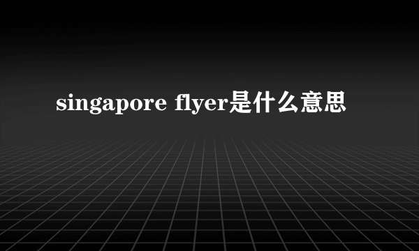 singapore flyer是什么意思