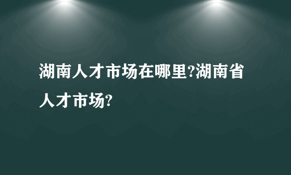 湖南人才市场在哪里?湖南省人才市场?