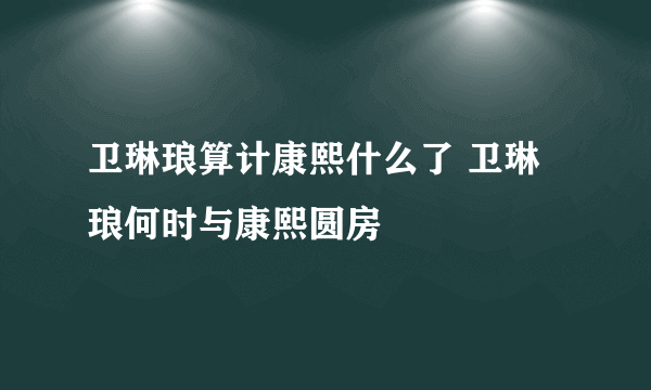 卫琳琅算计康熙什么了 卫琳琅何时与康熙圆房